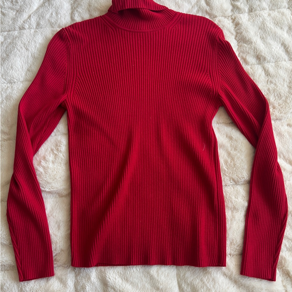 Banana Republic Red Ribbed Turtleneck Sweater